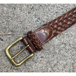 Polo Ralph Lauren Leather Braided Belt Woven Brass Buckle